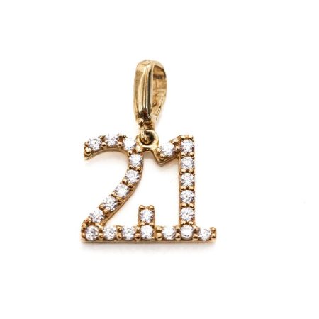 Yellow Gold "21" Pendant