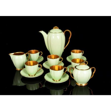 Carlton Ware Green & Gold Coffee Set