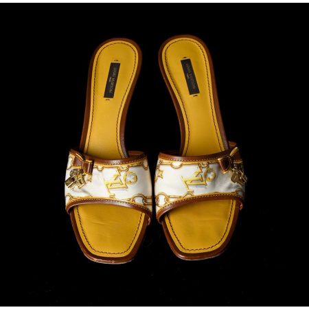 Louis Vuitton Leather Kitten Heel Sandals