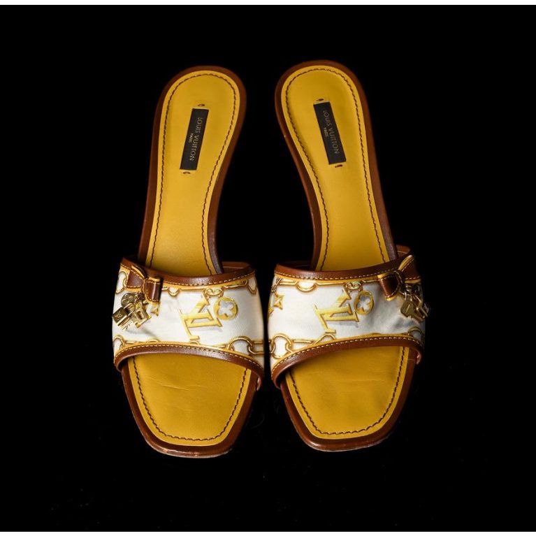 Louis Vuitton Leather Kitten Heel Sandals
