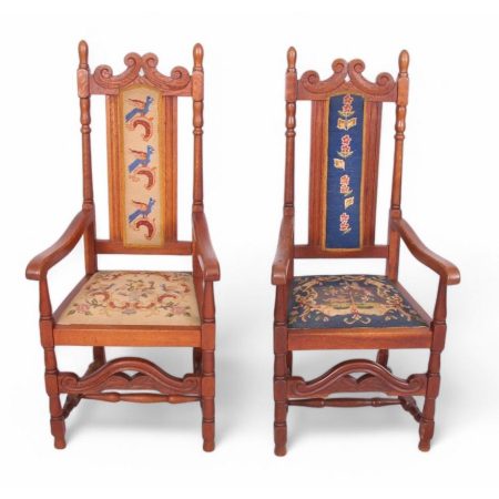 Oak High-Back Armchairs