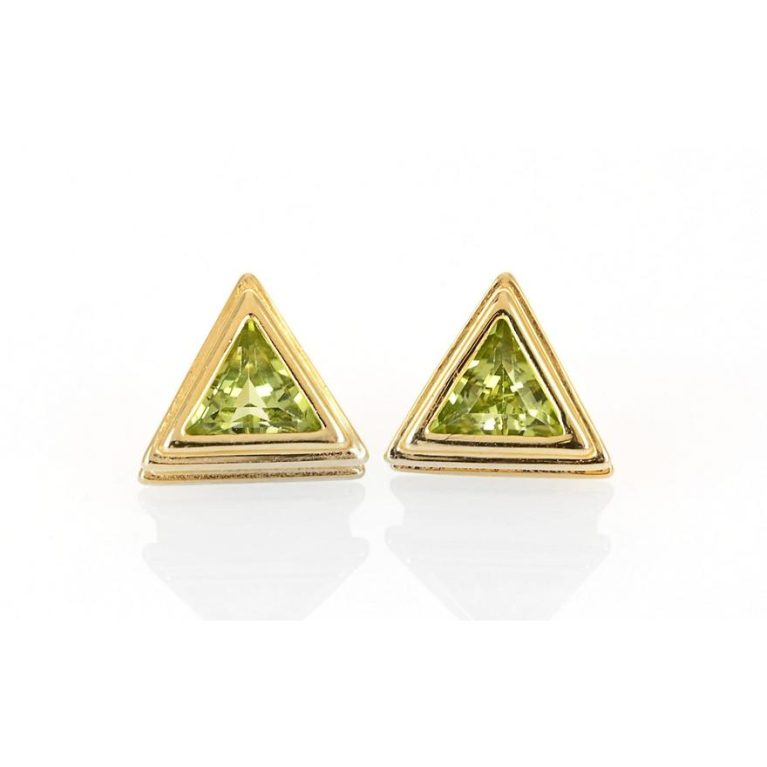 Sterling Silver-Gilt Peridot Stud Earrings