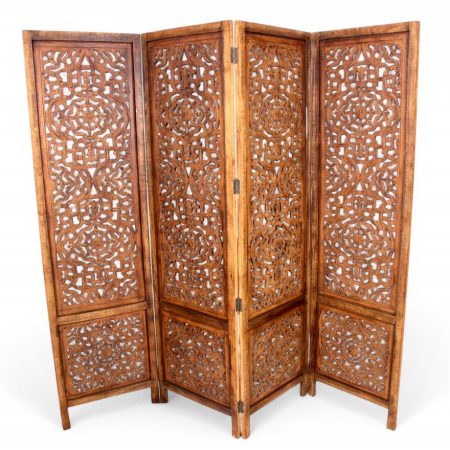 Teak Oriental Carved Screen