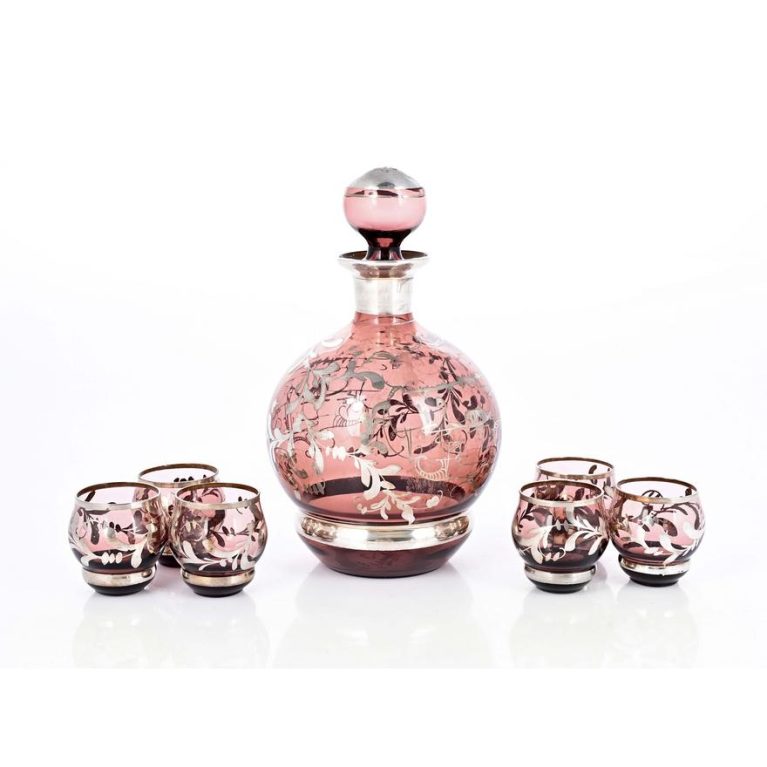 Venetian Plum Glass Decanter Set